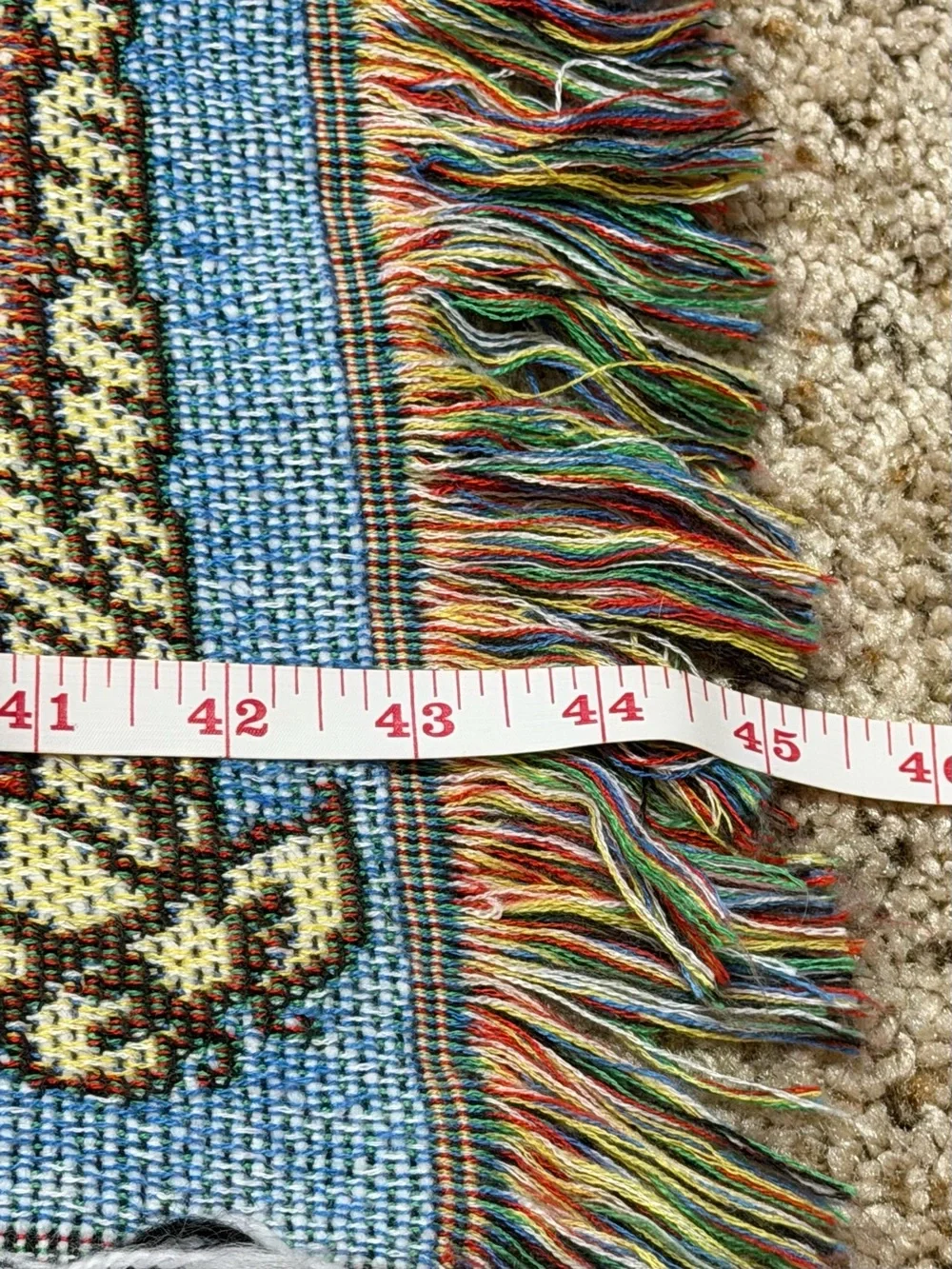 Precious Moments Footprints in Sand Tapestry Blanket Throw Fringe Vintage TZ1